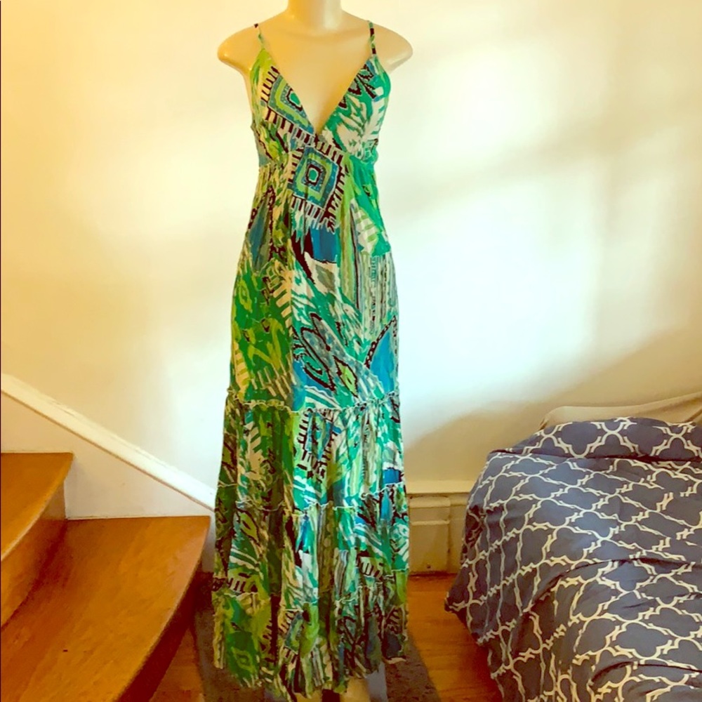 [Vintage] V Neck Maxi, Green, Blue, Black, ++